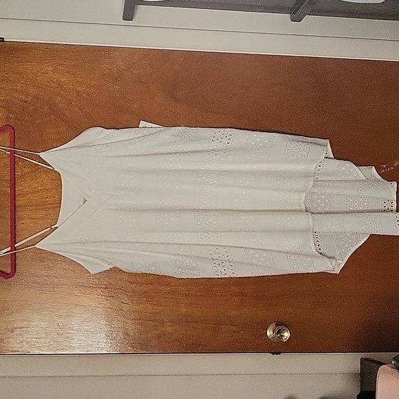 NWT Colcci Jeanswear Cream Embroidered HI/LOW Spagetti Strap Dress Womens Size L - Picture 2 of 16